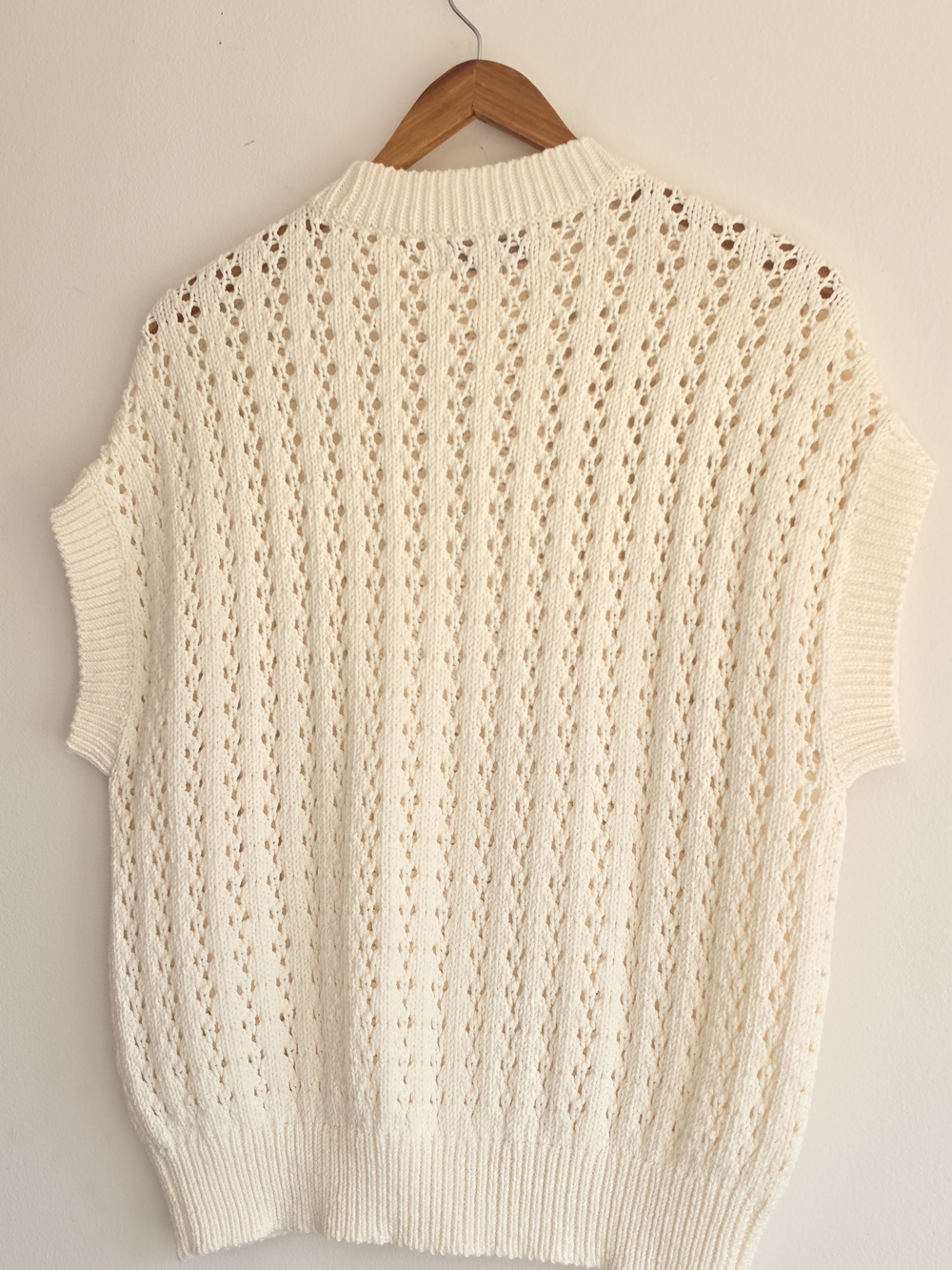 LOFT Cream Open-Knit Sleeveless Sweater Top Vest Large Classic Costal - Picture 5 of 6